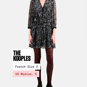 The Kooples - Size Medium US 6 FR 2 - 3/4 Length Sleeve Dress Black & White SO